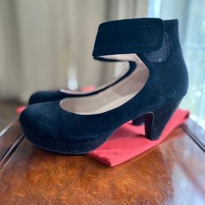 Sacha London 6.5 Suede ankle strap platform pump